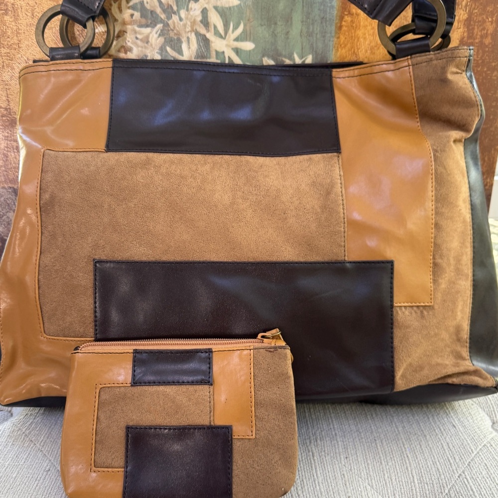 Patchwork Brown and Tan Women's Bag Set!NWOT!